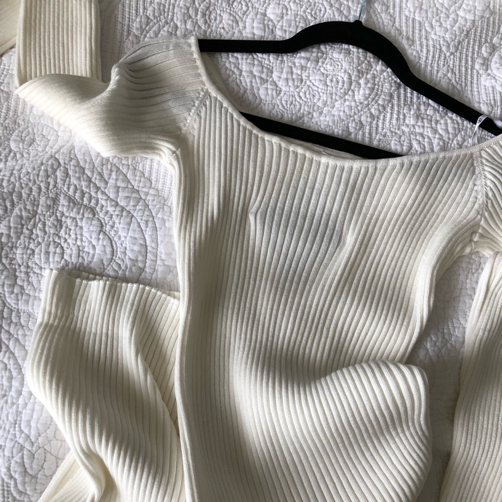 White midi bodycon dress.